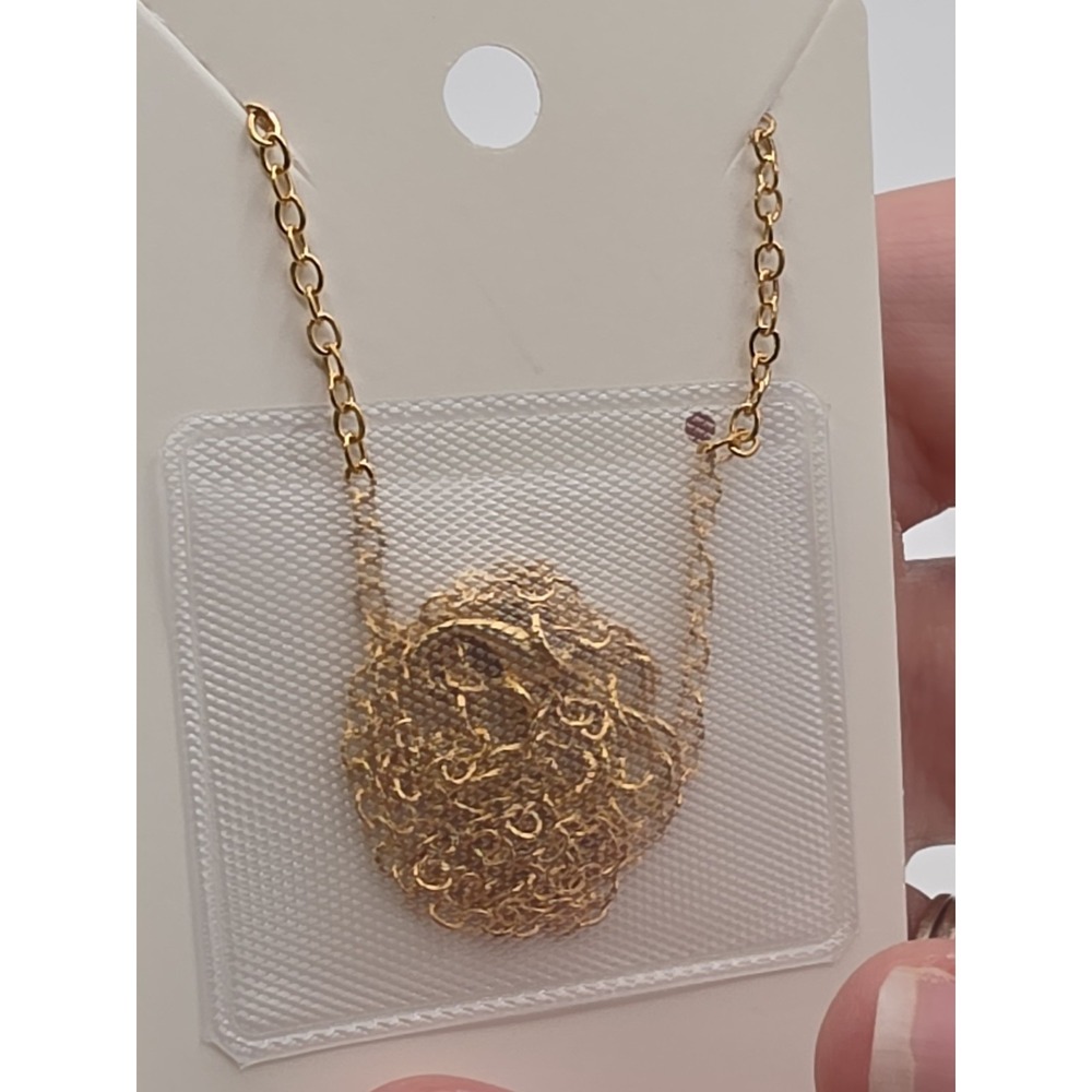 White Heart Pendant Goldtone Chain Necklace - Picture 2 of 2